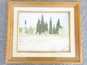 絵画　服部和三郎筆　「フィレンツェ風景」油彩　肉筆額装